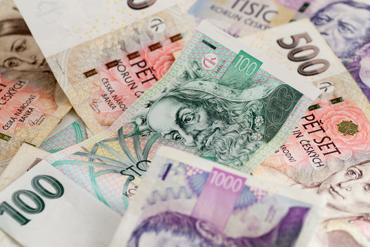 many czech koruna currency bills