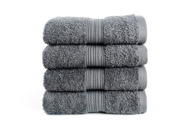 Gray Bath Towels on White Background