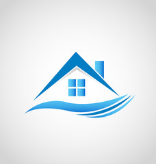 Logo House Waves Real Estate Icon