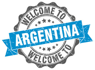Obraz premium Argentina round ribbon seal