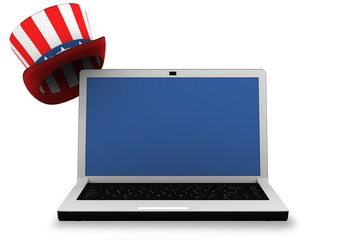 3d: Laptop with Patriotic Hat