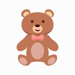 Obraz na płótnie Canvas Teddy bear toy flat icon. Vector illustration.