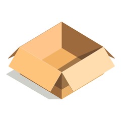 Carton paper box or cardboard 3D post package vector icon