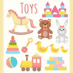 Toys set. Flat design