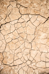 Texture of dry ground with lots of cracks in it in the Negev Desert in Israel