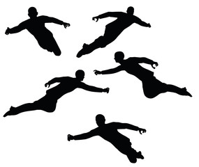 businessman silhouette in super power pose