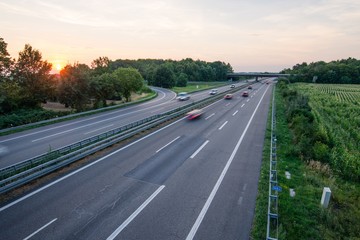 Fototapeta premium German Highway at Sunset