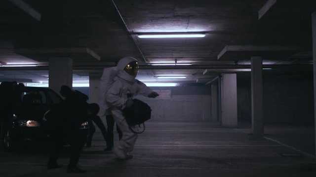  Tough guy astronaut intercepts criminal drug deal & steals bag