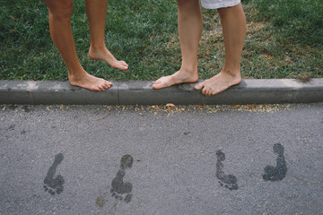 Bride and groom's legs and shoes