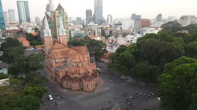 Notre Dame Cathedral (Vietnamese: Nha Tho Duc Ba), build in 1883 in Ho Chi Minh city, Vietnam. HOCHIMINH CITY (SAI GON), VIET NAM - August 16, 2016
