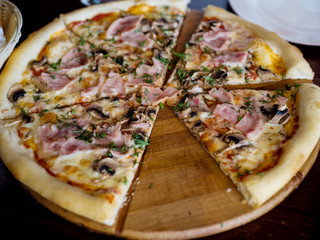 Pieces of delicious pizza