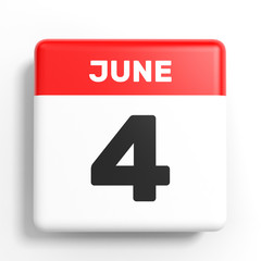 June 4. Calendar on white background.