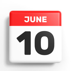 June 10. Calendar on white background.