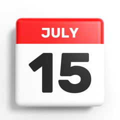July 15. Calendar on white background.