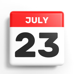 July 23. Calendar on white background.