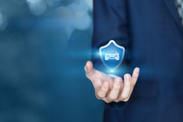 Insurer and icon of a car.