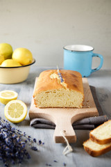 Homemade lemon cake with lavender
