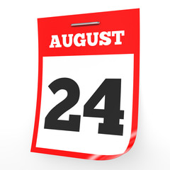 Fototapeta premium August 24. Calendar on white background.