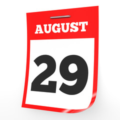 August 29. Calendar on white background.