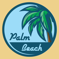 Obraz premium Template for logo on the theme of tourism with palm tree