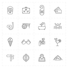sixteen flat free travel icons 