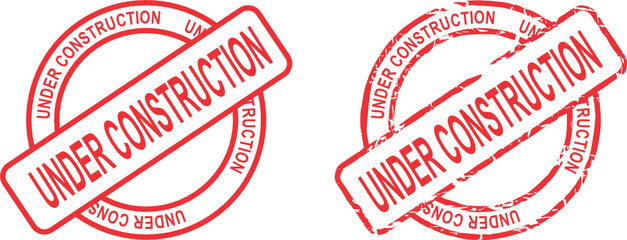 circle under construction sticker stamp set in vector format