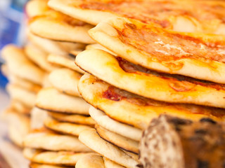 Small pizzas in an Italian bakery