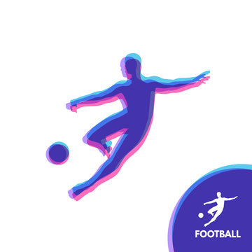Football player with ball. Sports concept. Design Element. Vector Illustration. Sport Symbol.
