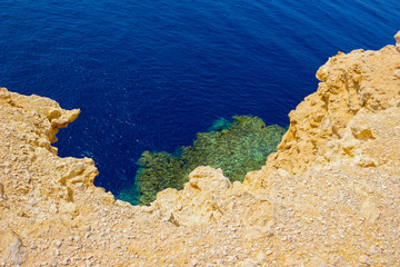 Bay with blue water in Ras Muhammad National Park in Egypt