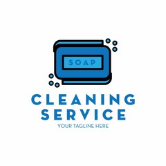 cleaning service logo with text space for your slogan / tagline, vector illustration