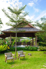 A cafe outdoor area for relax in garden