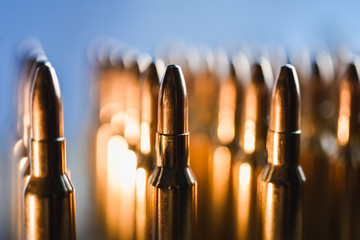 Brass metal bullet cartridge close-up 7.62 gauge caliber - obrazy, fototapety, plakaty