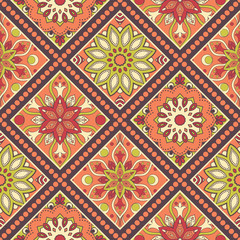 Seamless hand drawn mandala pattern.