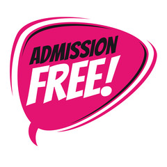 admission free retro speech bubble
