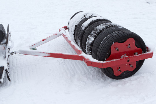 Trailer For Snowmobile For Paving The Ski Slopes