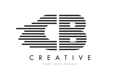 CB C B Zebra Letter Logo Design with Black and White Stripes