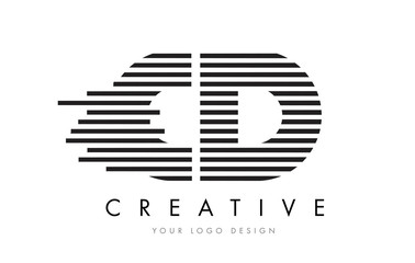 CD C D Zebra Letter Logo Design with Black and White Stripes