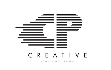 Fototapeta premium CP C P Zebra Letter Logo Design with Black and White Stripes
