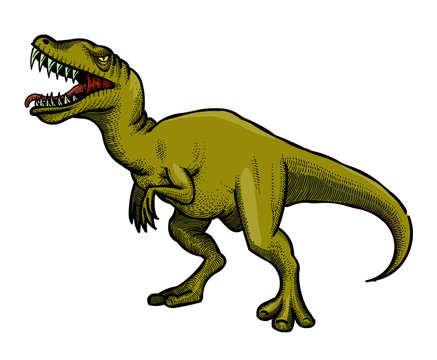 Cartoon image of dinosaur. An artistic freehand picture.
