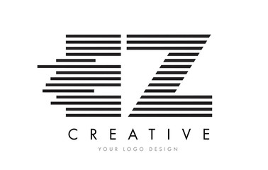 EZ E Z Zebra Letter Logo Design with Black and White Stripes
