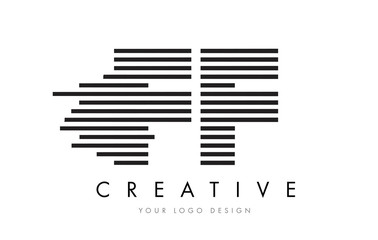 FF F F Zebra Letter Logo Design with Black and White Stripes