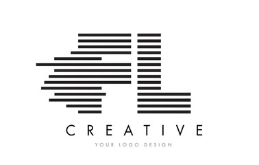 FL F L Zebra Letter Logo Design with Black and White Stripes