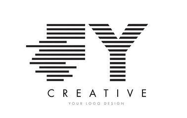 FY F Y Zebra Letter Logo Design with Black and White Stripes