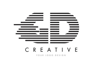 GD G D Zebra Letter Logo Design with Black and White Stripes