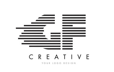 GF G F Zebra Letter Logo Design with Black and White Stripes