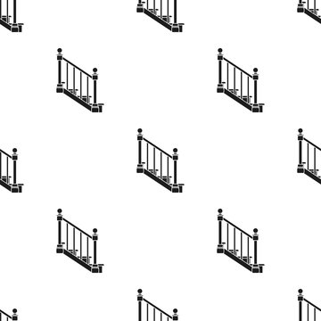 Stairs icon in black style isolated on white background. Sawmill and timber pattern stock vector illustration.