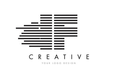 IF I F Zebra Letter Logo Design with Black and White Stripes
