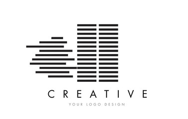 II I I Zebra Letter Logo Design with Black and White Stripes