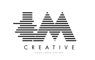 IM I M Zebra Letter Logo Design with Black and White Stripes