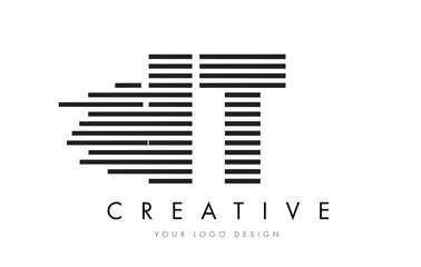 IT I T Zebra Letter Logo Design with Black and White Stripes